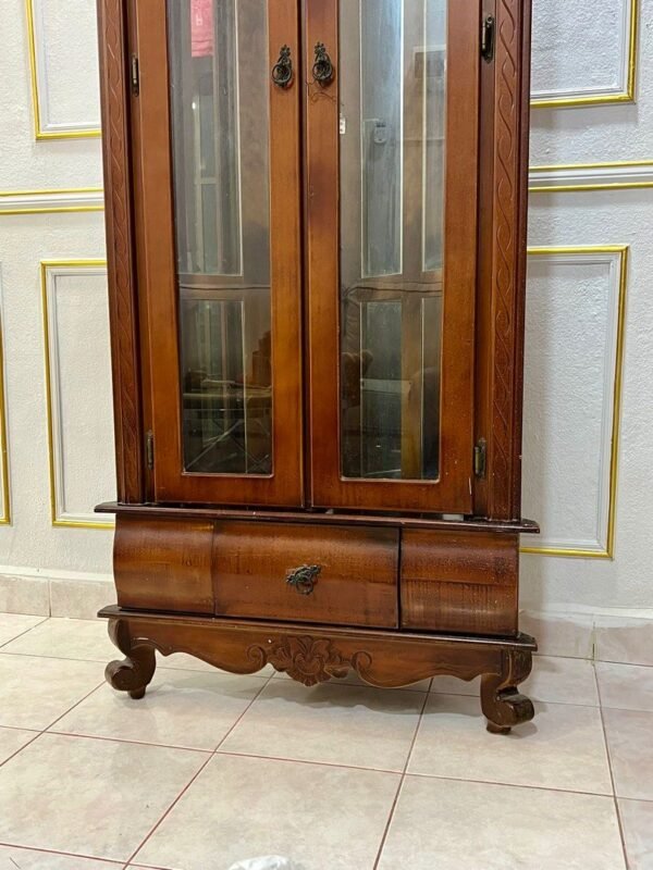 Red Wood Corner Display Cabinet