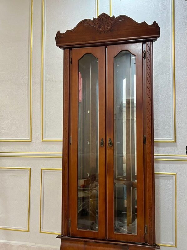 Red Wood Corner Display Cabinet