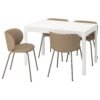 Cloudoak Beige Set – Table and 4 chairs, white/Tonerud dark beige, 120/180 cm