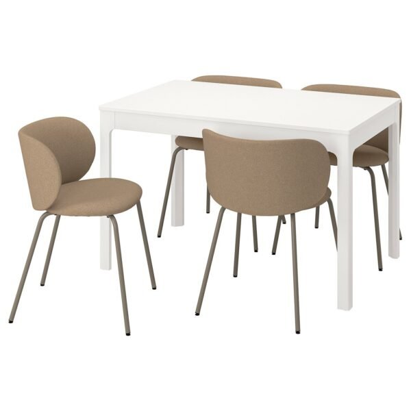 Cloudoak Beige Set – Table and 4 chairs, white/Tonerud dark beige, 120/180 cm