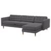 SofaLux 4CG - 4-seat sofa, with chaise longue/Gunnared dark grey/wood