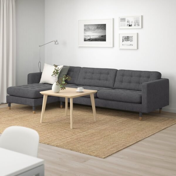 SofaLux 4CG - 4-seat sofa, with chaise longue/Gunnared dark grey/wood