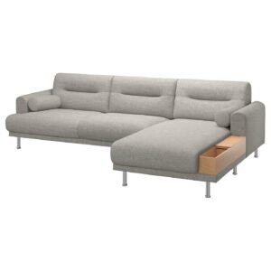 SofaNova 3R - 3-seat sofa w chaise longue, right, Lejde/light grey metal