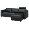SofaLux 3CH - 3-seat sofa, with chaise longue with headrest/Grann/Bomstad black