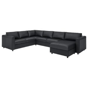 SofaLux CR5C - Corner sofa, 5-seat, with chaise longue/Grann/Bomstad black